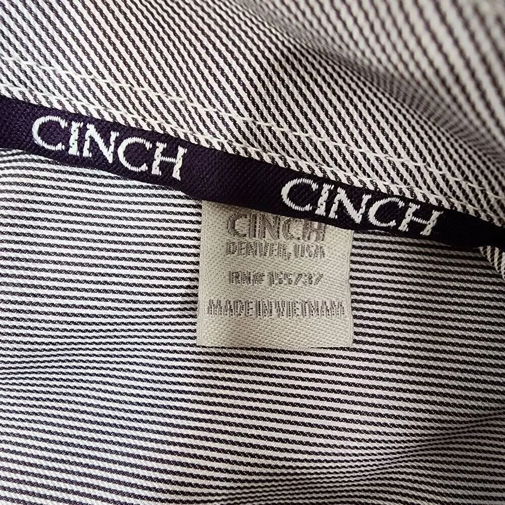 Cinch Men's Size Large Button-Down Long-Sleeve Striped Collard Western Country P